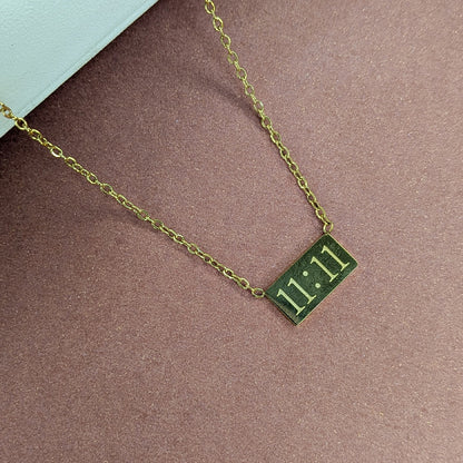 Gold Plated 11:11 Rectangle Pendant For Girls & Women