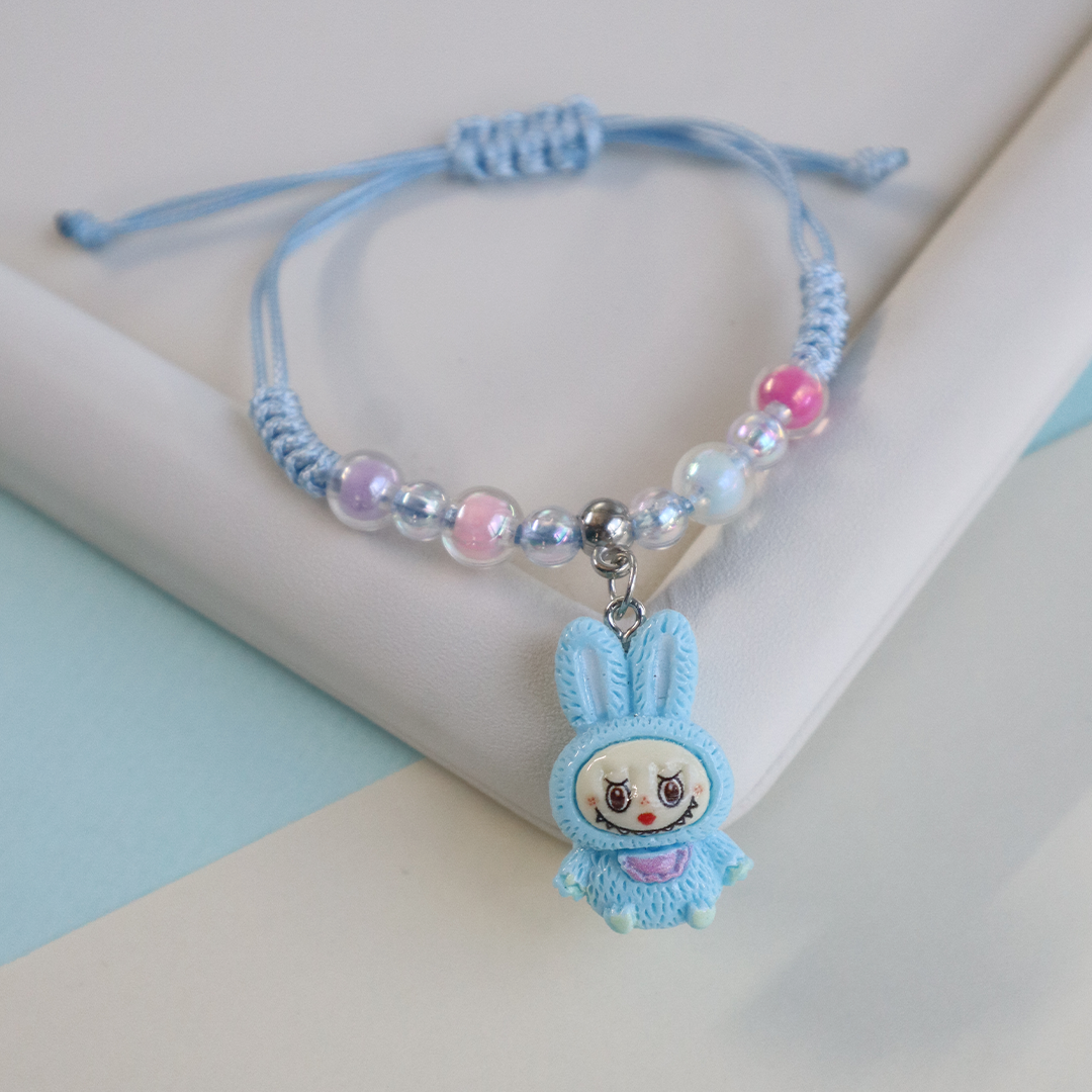 Labubu Bunny Kids Beaded Bracelet with Adjustable Strap