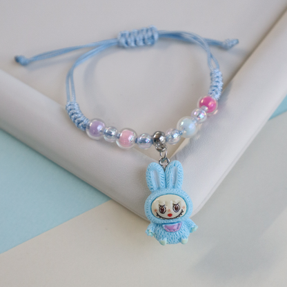 Labubu Bunny Kids Beaded Bracelet with Adjustable Strap