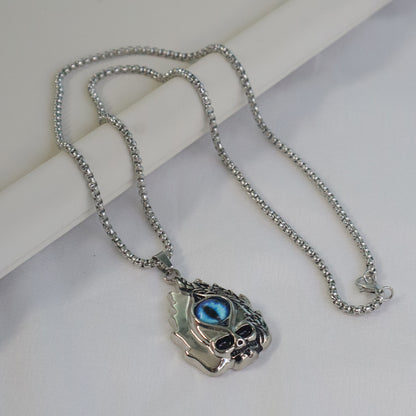 Blue Flame Skull Pendant for Men