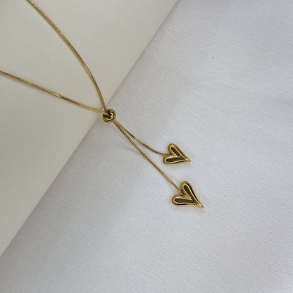 Durable Gold Finish Heart Lariat Pendant For Girls & Women