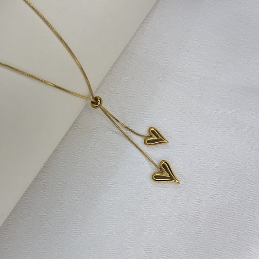 Durable Gold Finish Heart Lariat Pendant For Girls & Women