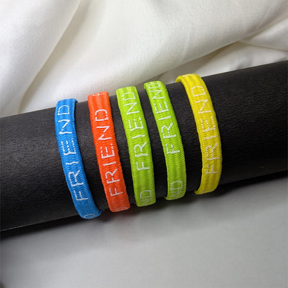 5pcs Colorful Friendship Day Silicone Rubber Bands with Printed Messages