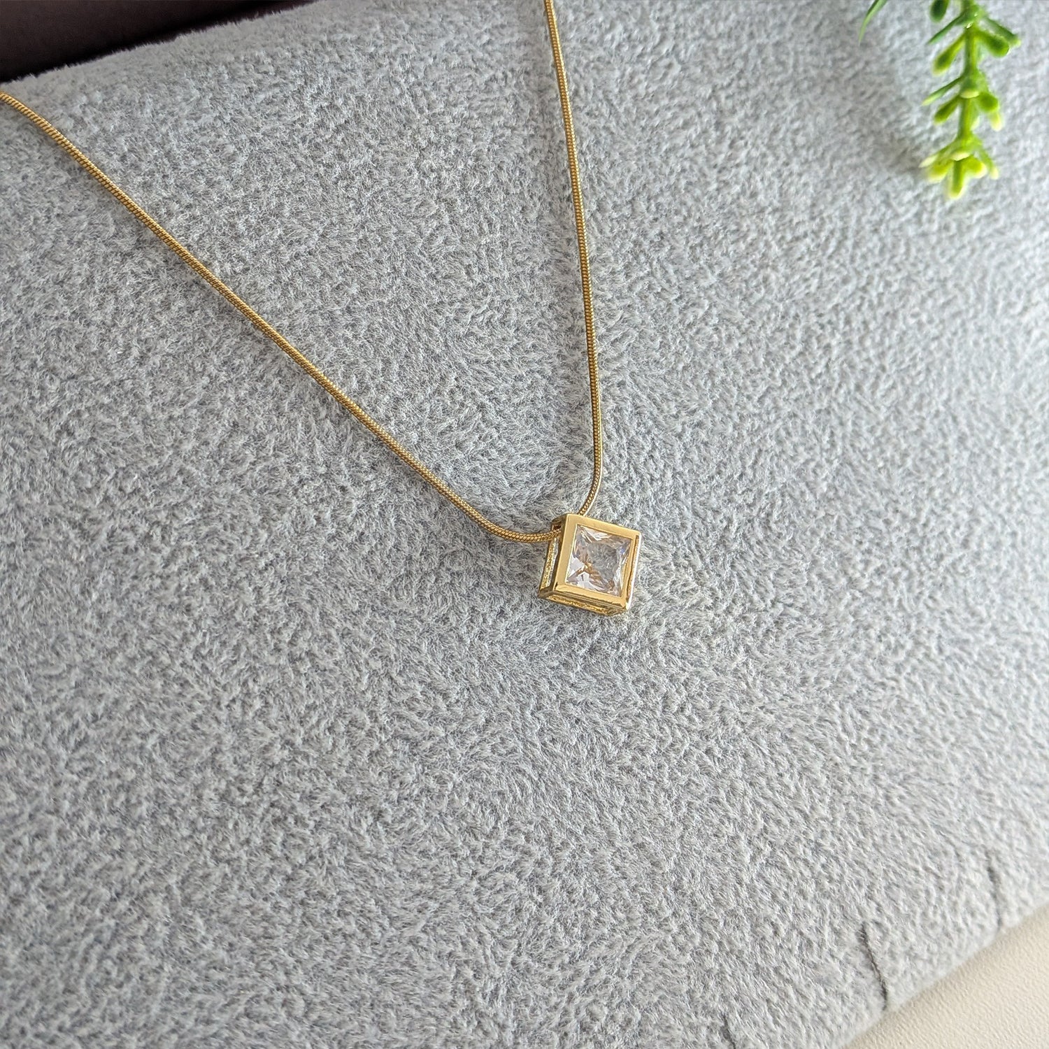 Geometric Design AD Stone Pendant Necklace for Women & Girls