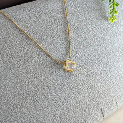 Geometric Design AD Stone Pendant Necklace for Women & Girls