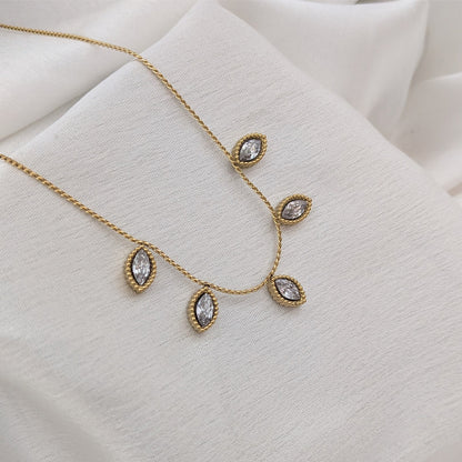 Leaf Design AD Stone Pendant Necklace for Girls & Women