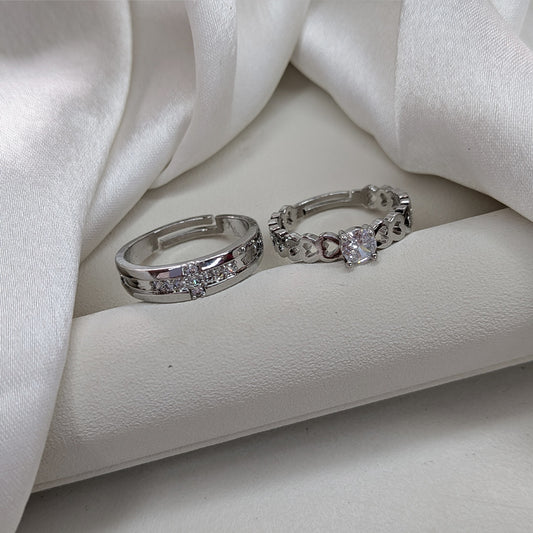 Endless Love Matching American Diamonds Couple Rings Set