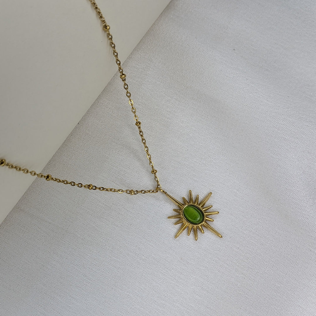 Gold Plated Radiant Sunburst Pendant for Women