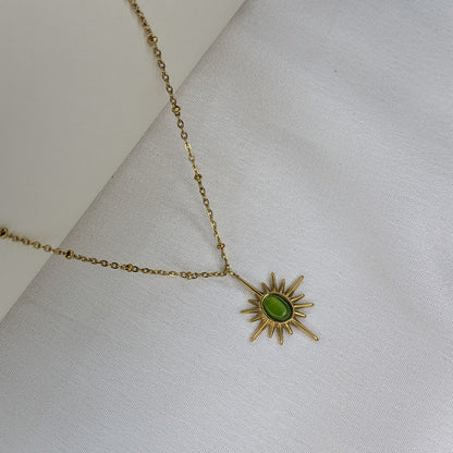 Gold Plated Radiant Sunburst Pendant for Women