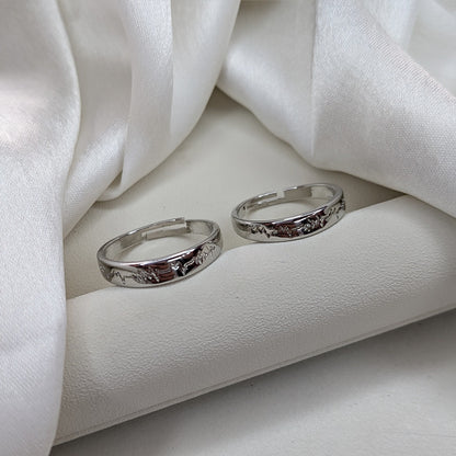 Heart Beat Pattern Couple Ring Set