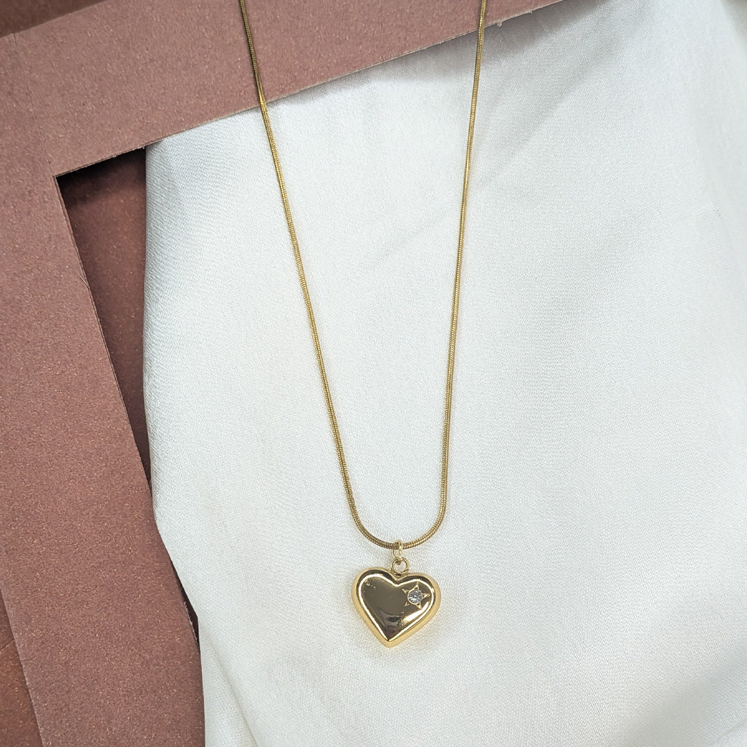 Gold Finish Lumina Eternal AD Stone Heart Pendant For Girls & Women