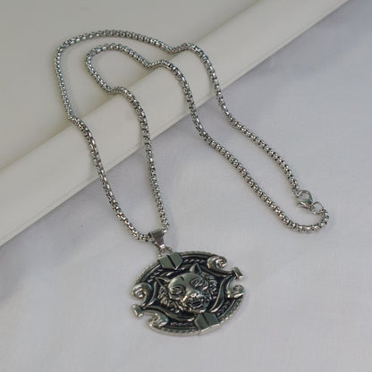 Lone Wolf Medallion Pendant for Men