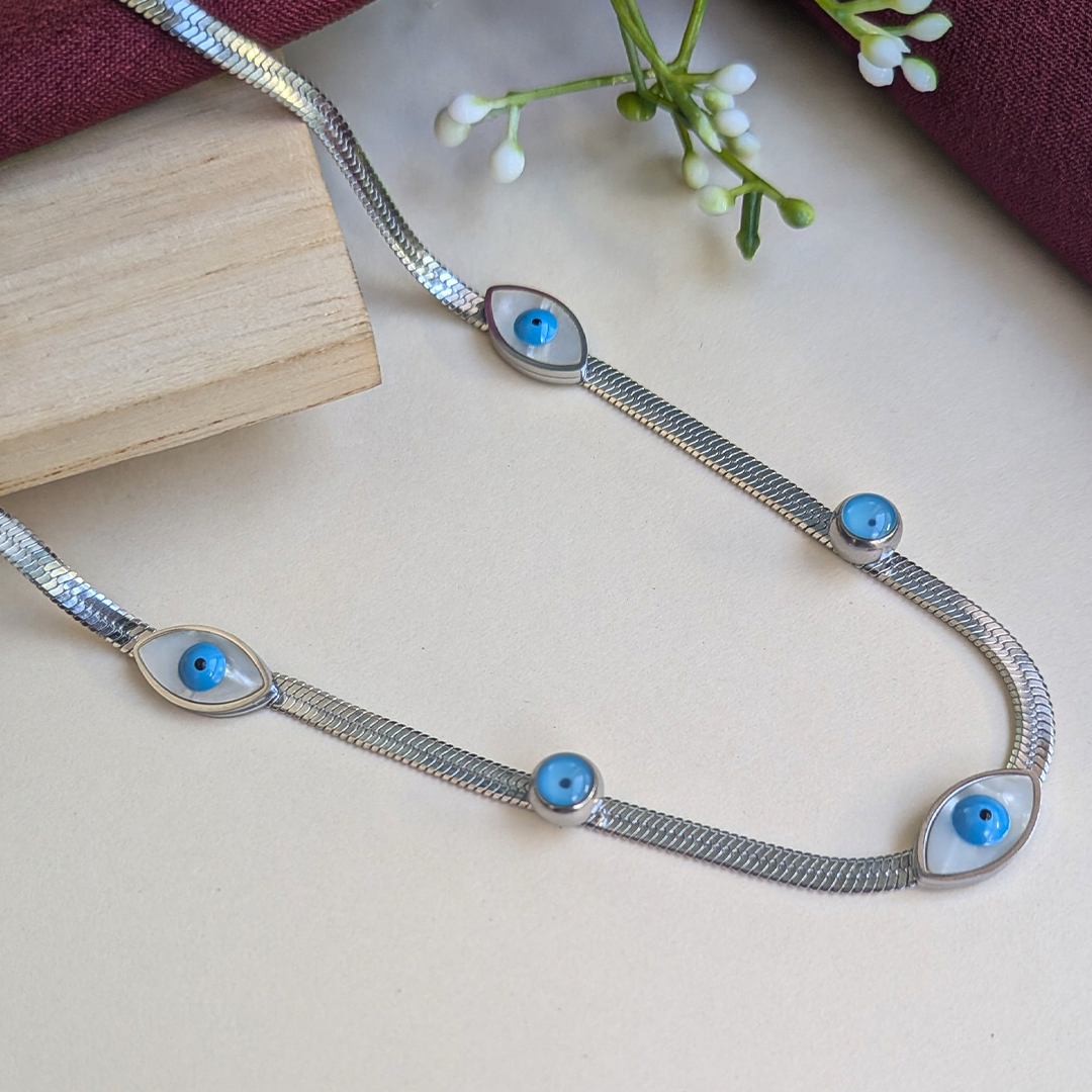 Silver Plated Blue Evil Eye Protection Pendant For Girls & Women