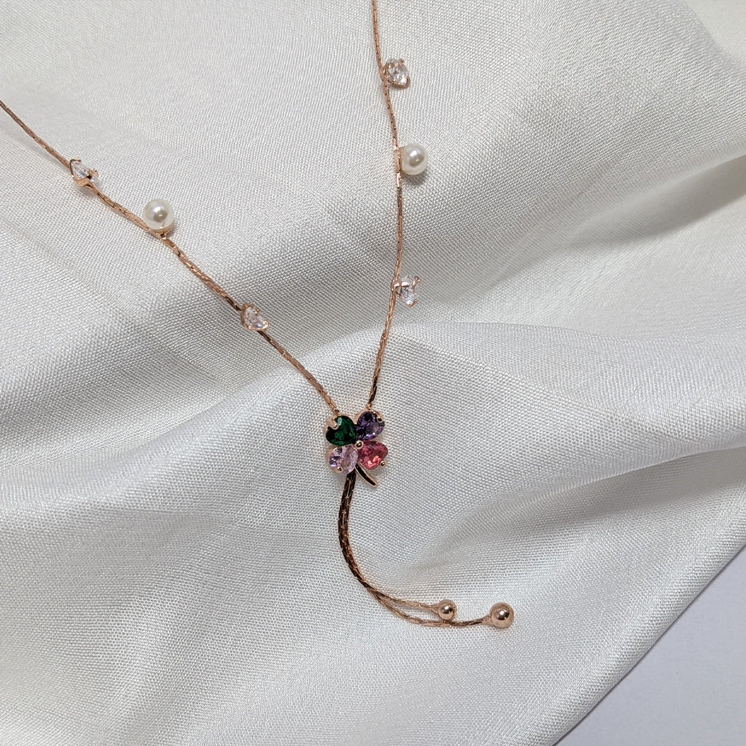 Rose Gold Rainbow BlossomNecklace (Anti Tarnish)