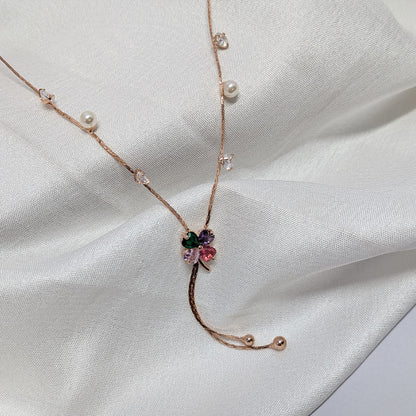 Rose Gold Rainbow BlossomNecklace (Anti Tarnish)
