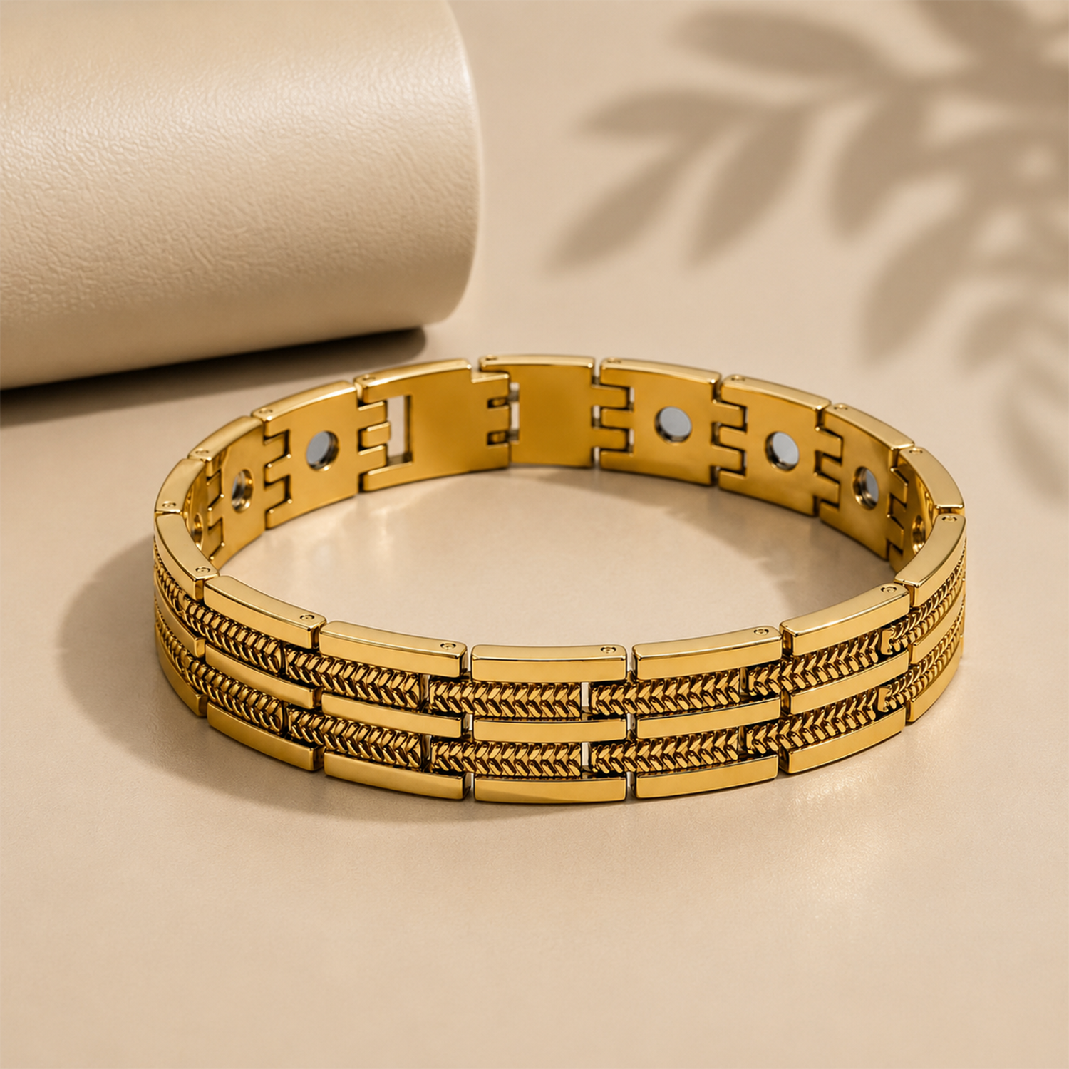 Signature Dual Track Stainless Steel Bracelet With Clasp For Men