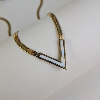 Gold Plated V-Cut Enamel Accent Pendant For Girls & Women