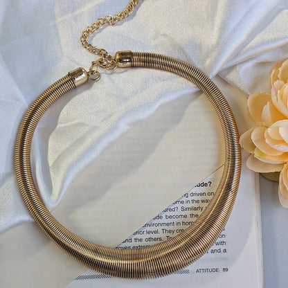 Gold Finish Coil Choker Necklace For Girls & Women
