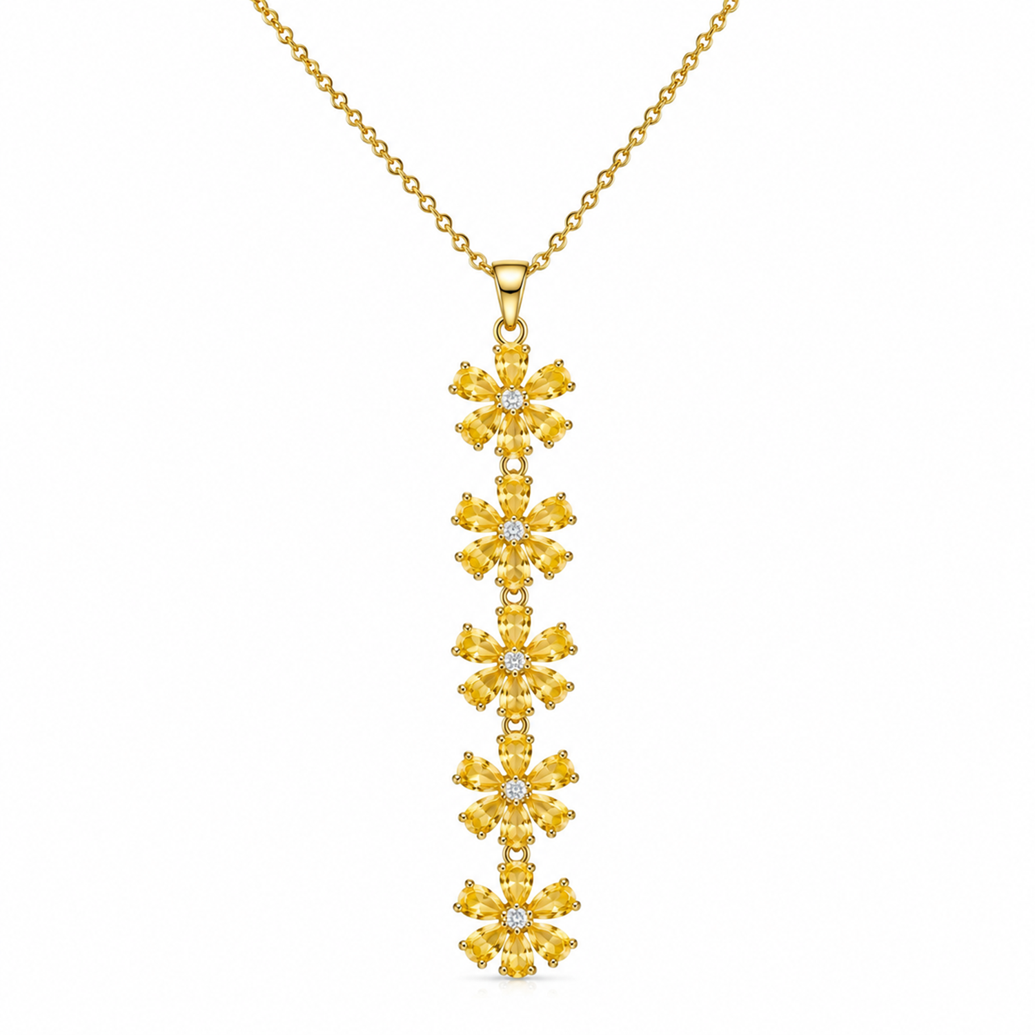 Vertical Cascade Of Five Vibrant CZ floral Pendant For Girls & Women's