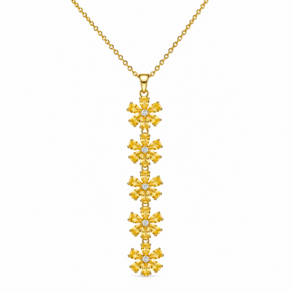 Vertical Cascade Of Five Vibrant CZ floral Pendant For Girls & Women's