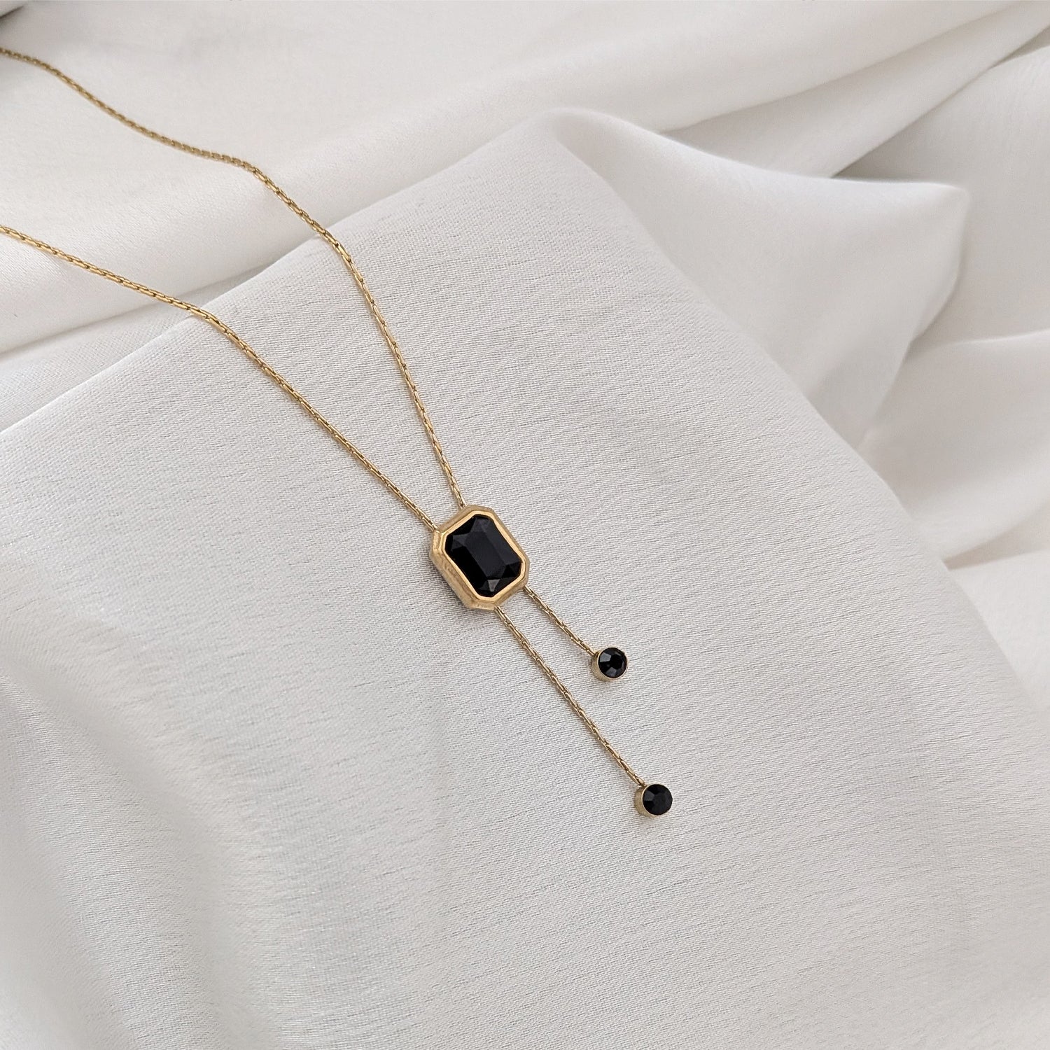 Sophisticated Black Crystal Double Strand Pendant For Girls & women