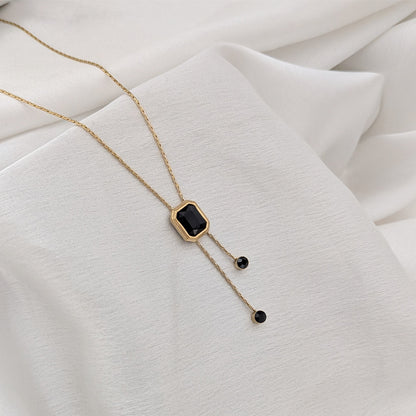 Sophisticated Black Crystal Double Strand Pendant For Girls & women