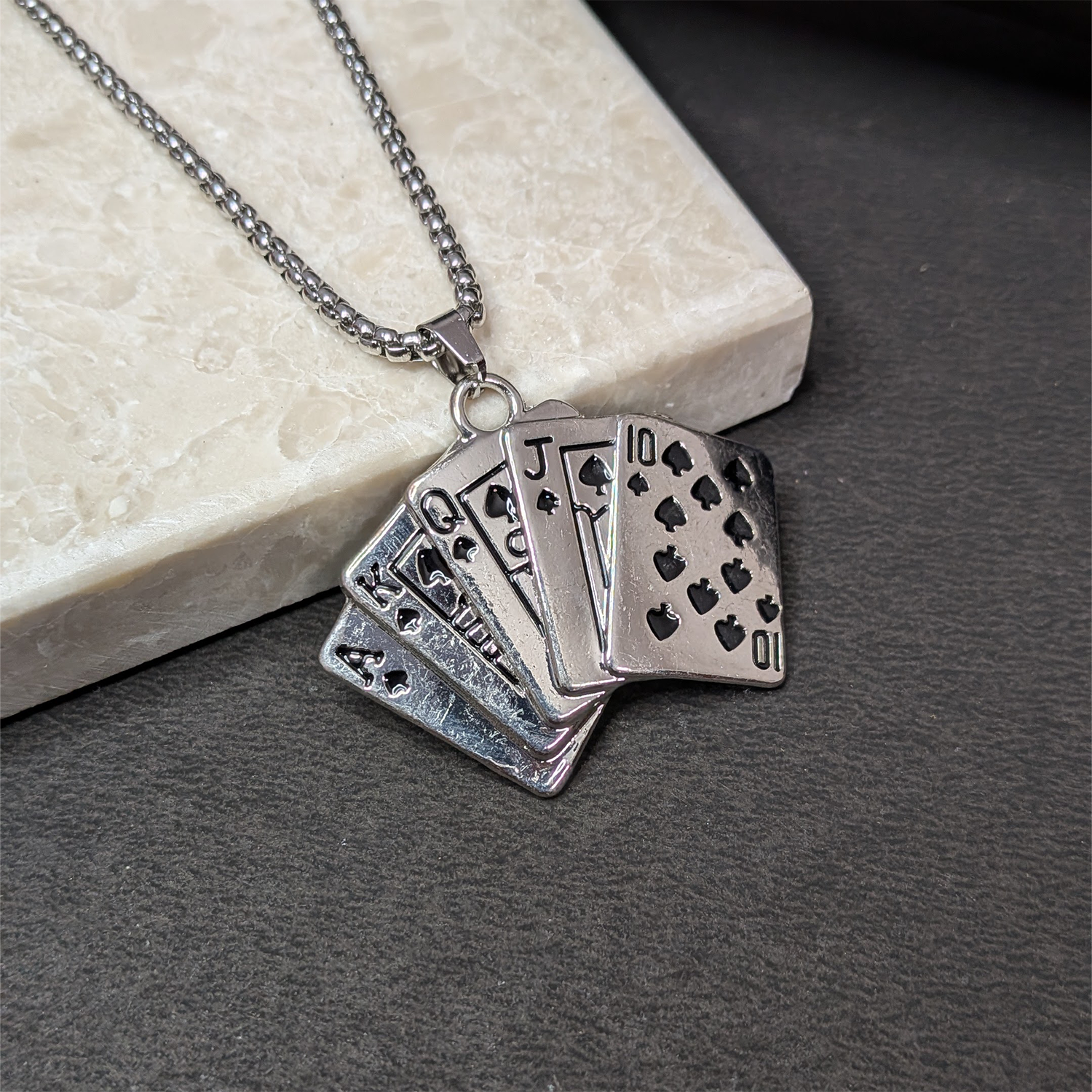 Royal Five Hand Poker Cards Pendant for Men & Boys