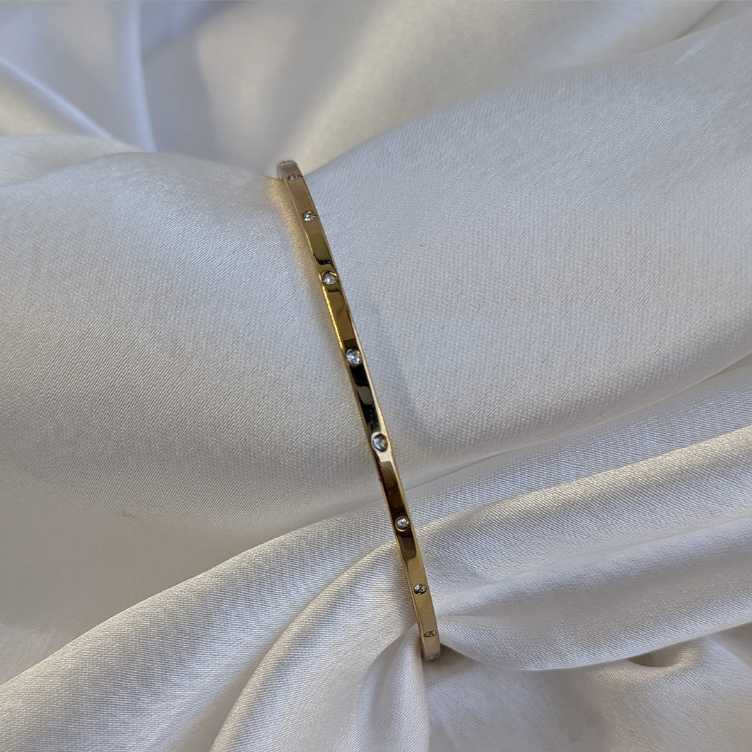 Gold Plated Slim AD Studded Classic Bracelet For Girls & Women