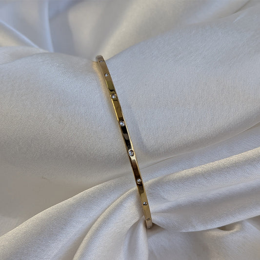 Gold Plated Slim AD Studded Classic Bracelet For Girls & Women