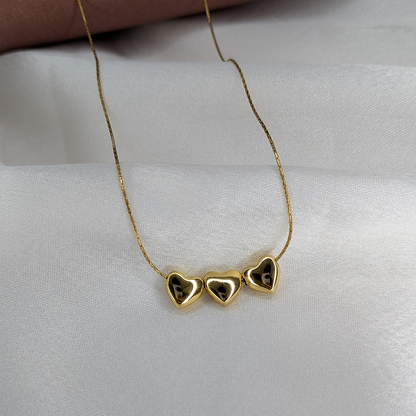 Gold Plated Triple Tiny Tangled Heart Stainless Steel Pendant For Girls & Women