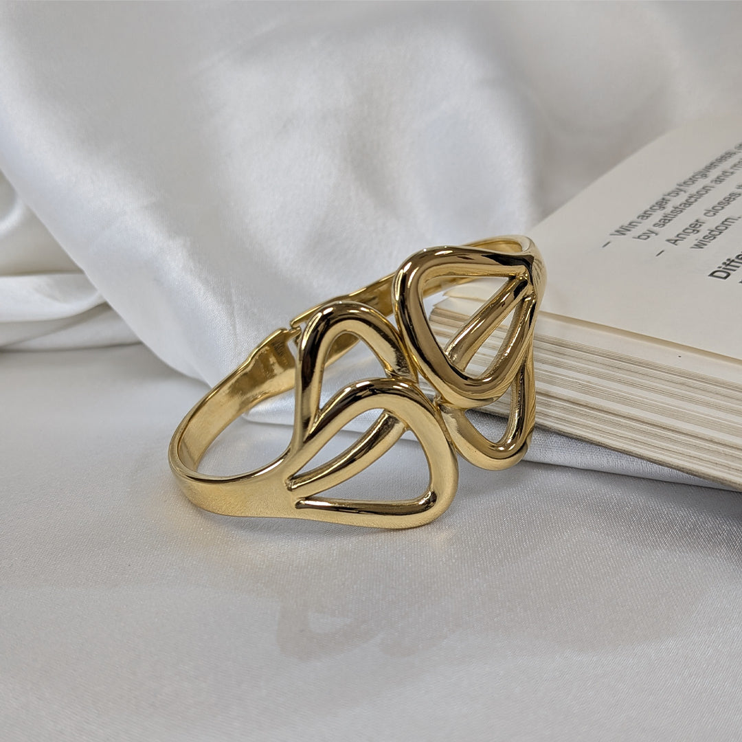 Gold Finish Chunky Geometric Bracelet For Girls & Women