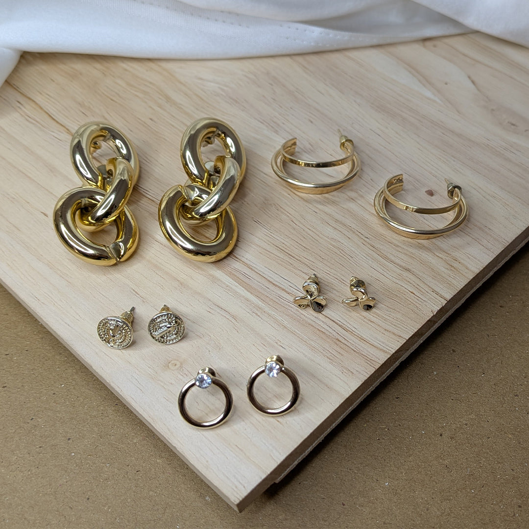 Elegant 5pcs Vintage Chunky Stud Earrings Set for Women & Girls