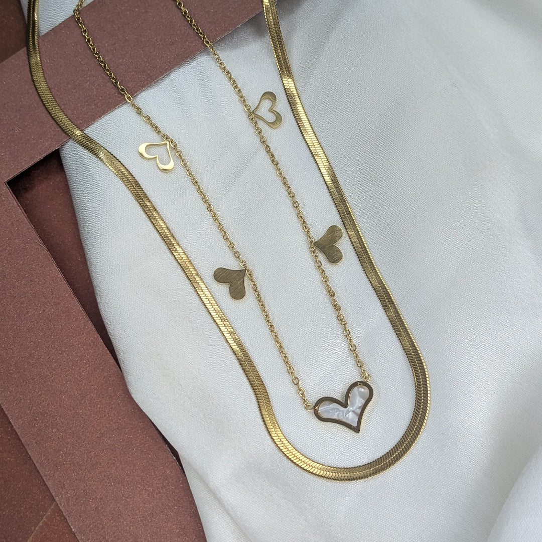 Gold Finish Double Layer Heart Pendant For Girls & Women