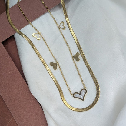 Gold Finish Double Layer Heart Pendant For Girls & Women