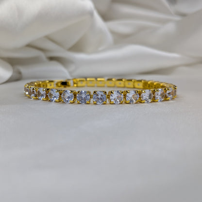 Gold Plated CZ Tennis Bracelet High-Shine Finish For Girls & Women's