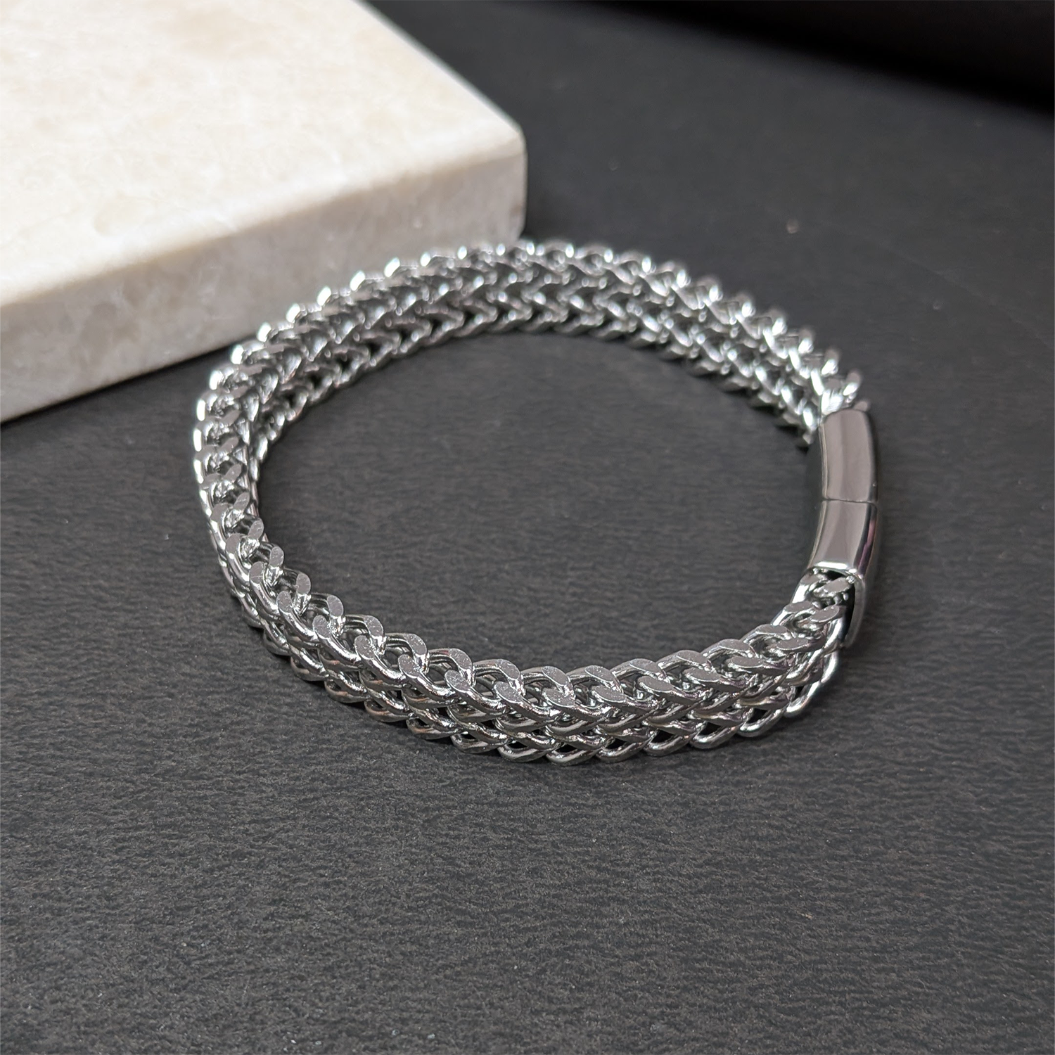 Classic Stainless Steel Woven Chain Bracelet For Men