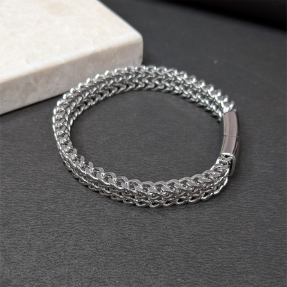 Classic Stainless Steel Woven Chain Bracelet For Men