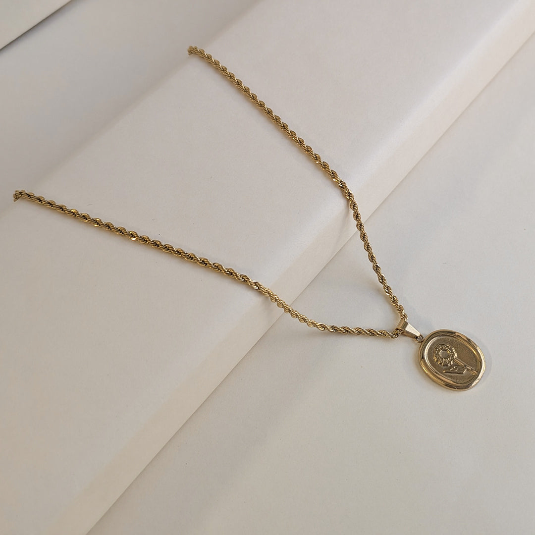 Gold Plated Oval Sunflower Pendant For Girls & Women