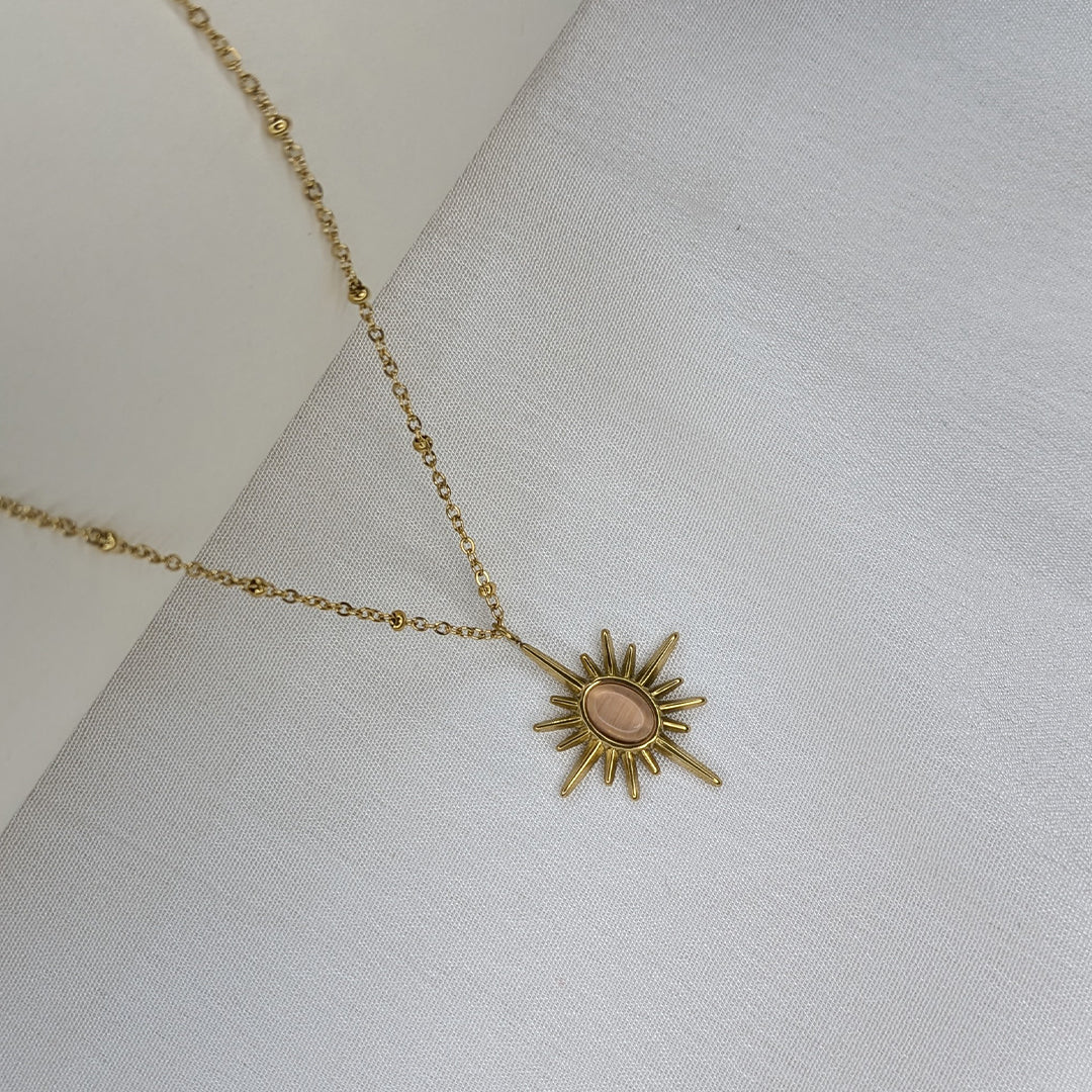 Gold Plated Radiant Sunburst Pendant for Women