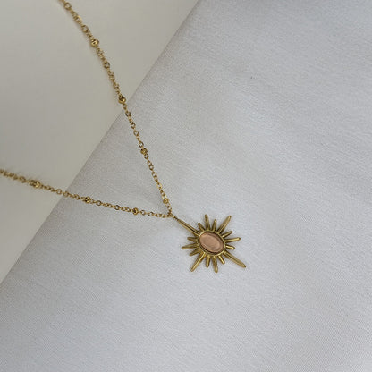 Gold Plated Radiant Sunburst Pendant for Women