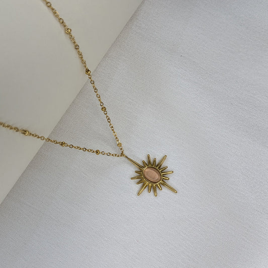 Gold Plated Radiant Sunburst Pendant for Women