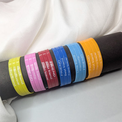 5pcs Colorful Silicone Wristbands with Friendship Messages