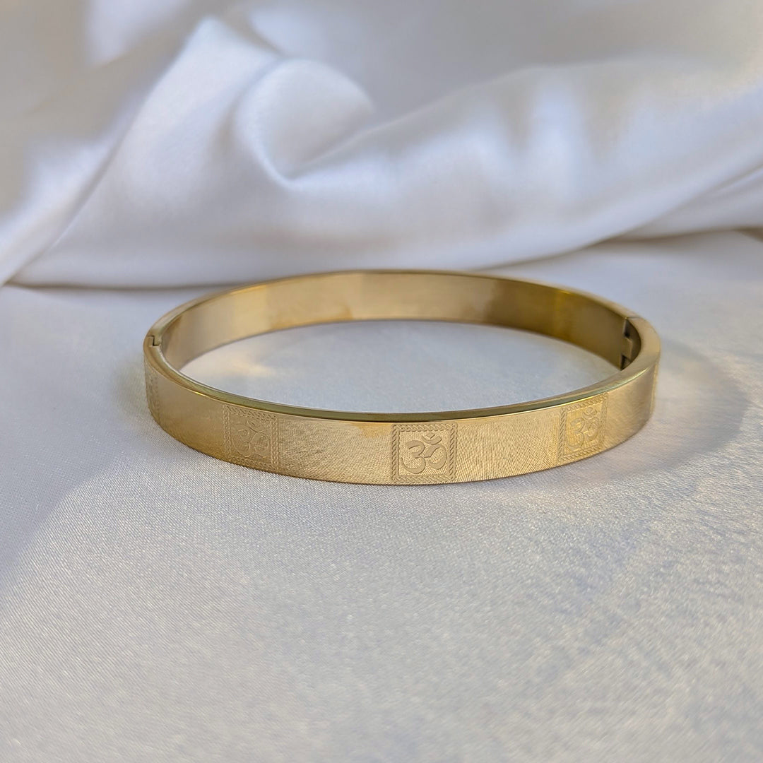 Spiritual OM Design Engraved Stainless Steel Bracelet For Men