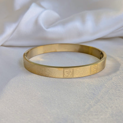 Spiritual OM Design Engraved Stainless Steel Bracelet For Men