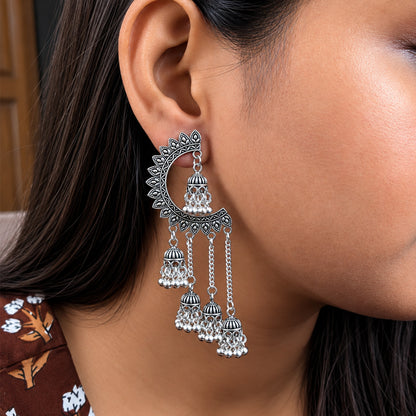 Oxidized Crescent Shaped Earrings for Girls & Women's