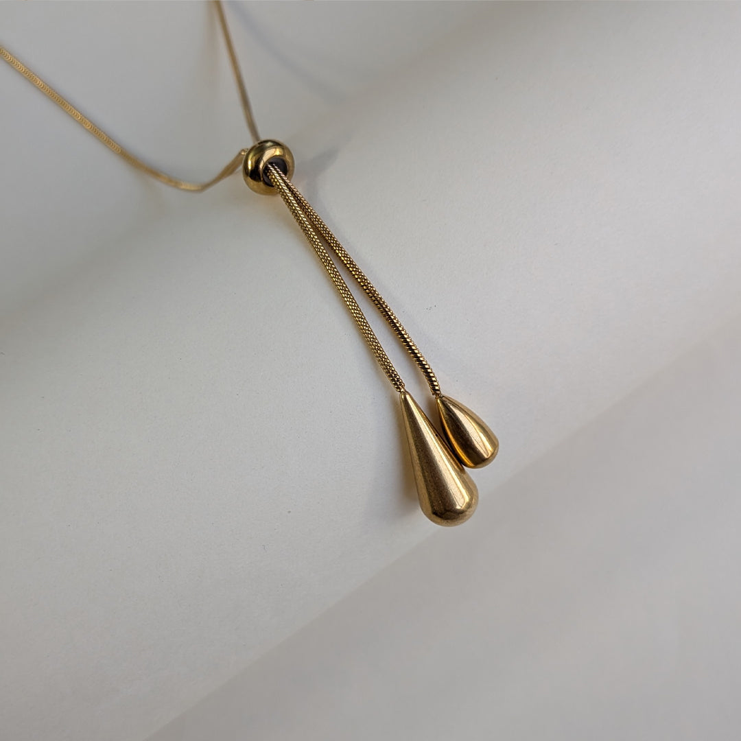 Minimalist Gold Teardrop Adjustable Chain Necklace For Girls & Women