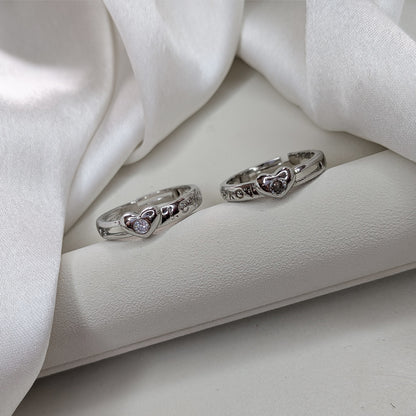 Heart Design American Diamonds Couple Rings Set