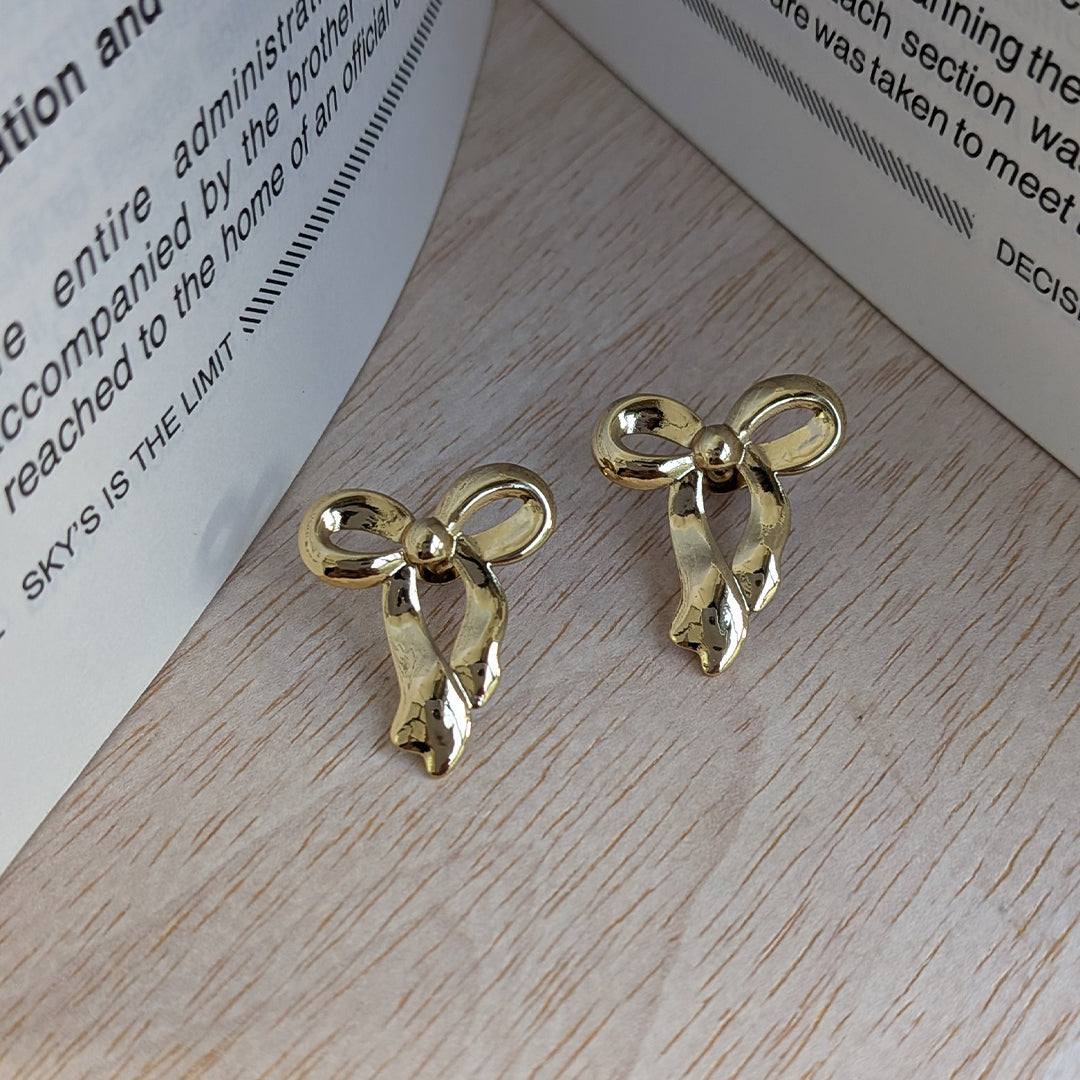 Gold Plated Gilded Grace Bow Earrings For Girls & Women (Anti-Tarnish)