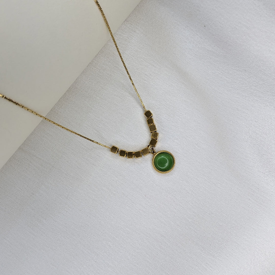 Gold Plated Geometric Beads & Stone Pendant for Women