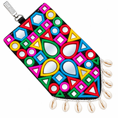 Vibrant Gamthi Mirror Work Embroidery Bag Pouch